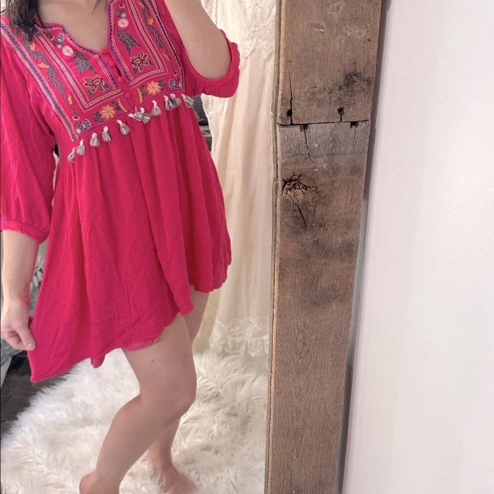 UMGEE Pink Embroidered with tassels summer Dress size large - Picture 3 of 8